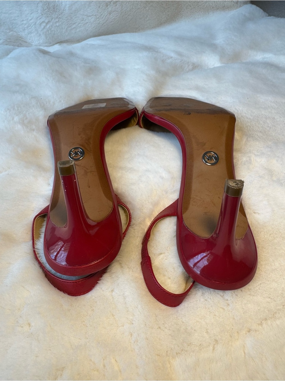 MICHAEL Michael Kors Mika Scarlet Red Studded Slingback Sandals Size 8.5 - Picture 6 of 8